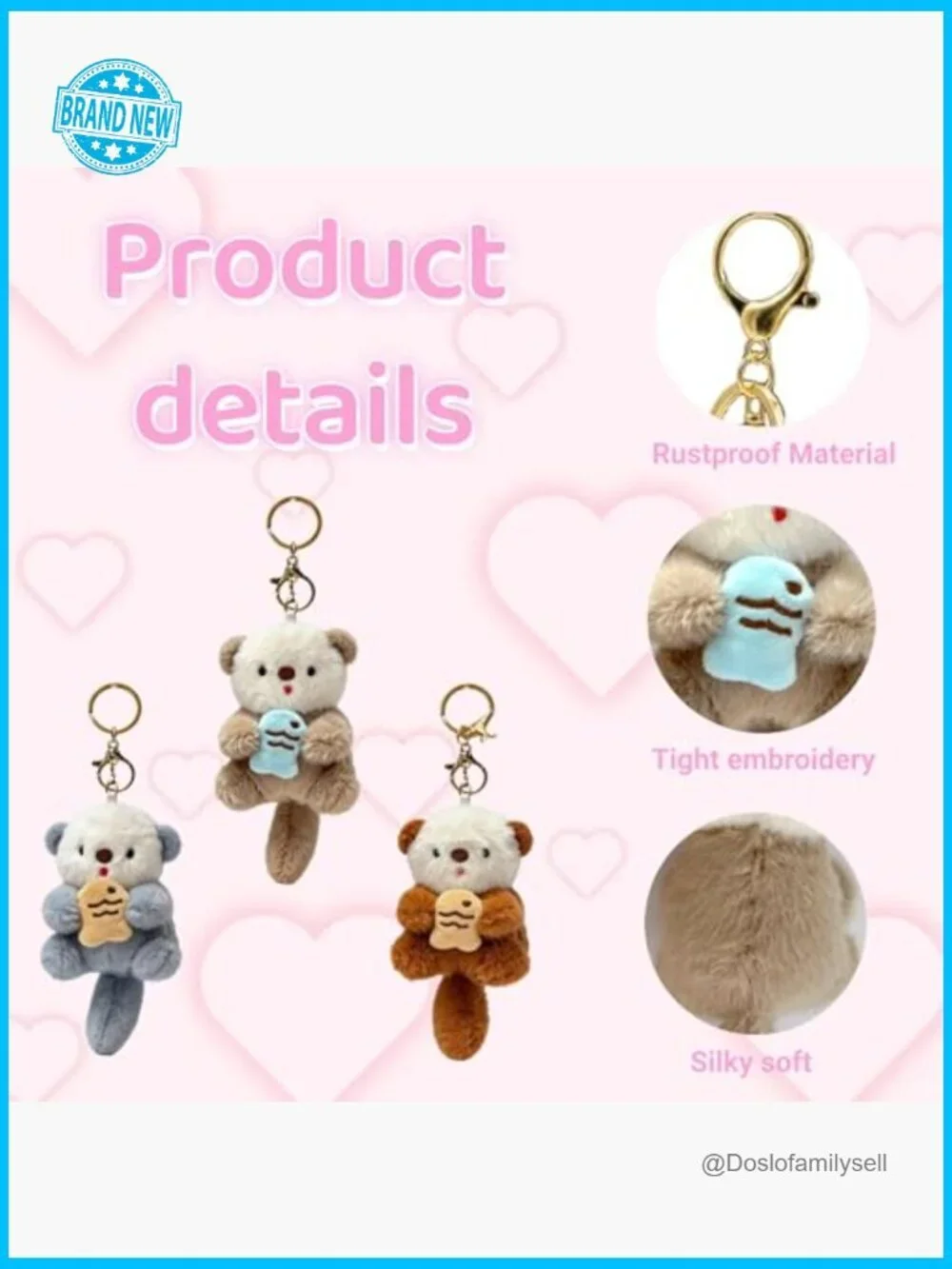 Otter Plush Keychain Adorable Animal Charm for Handbags Keys Backpacks Cute